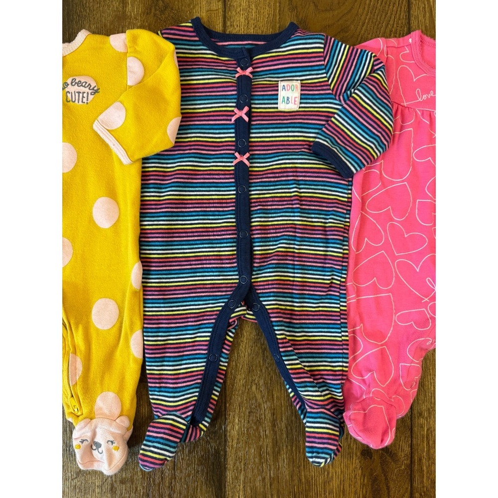 Carters Sleepers Girl 3 Months Lot Rompers Outfits Sleep N Plays Bundle Fruit - Picture 4 of 11
